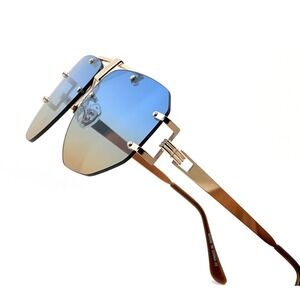 Gorgeous‎ Classy Oversized Exaggerated Luxury Women Men Blue Square Sunglasses